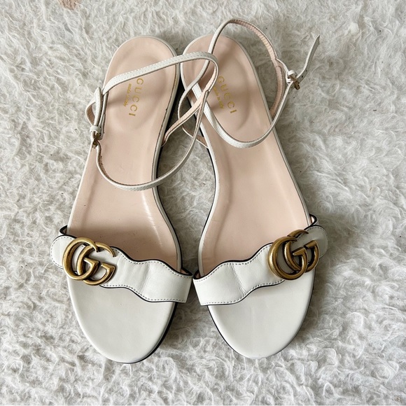 Gucci Shoes - Gucci Marmont White Ivory Sandals Double G Size EU 38